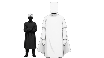 Governance in Nigeria, showing a king and a featureless figure.